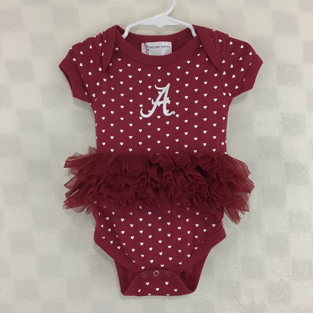 Alabama Crimson Tide Heart‎ Tutu Bodysuit Crimson Red 12M Two Feet Ahead